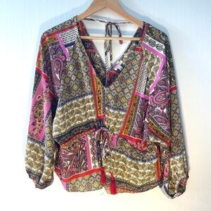 Vibrant Paisley Patchwork Blouse‎